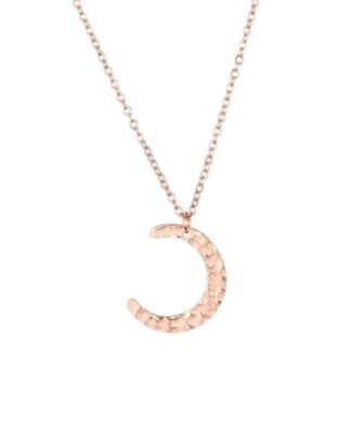 Collier ras du cou lune plaque or rose