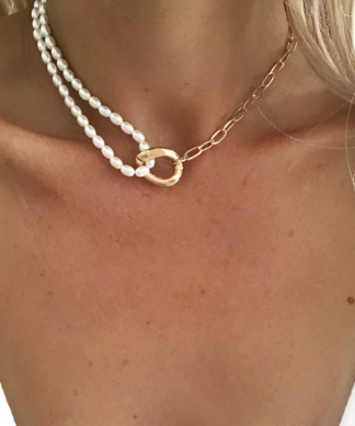 collier femme ras du cou perle