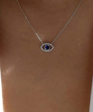 collier oeil bleu ras de cou