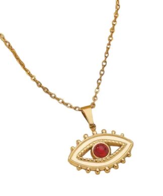 Collier porte-bonheur pierre rouge