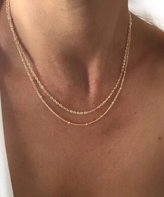 Collier multirang chaîne perlee