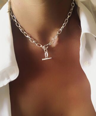 Collier court gros maillons argent